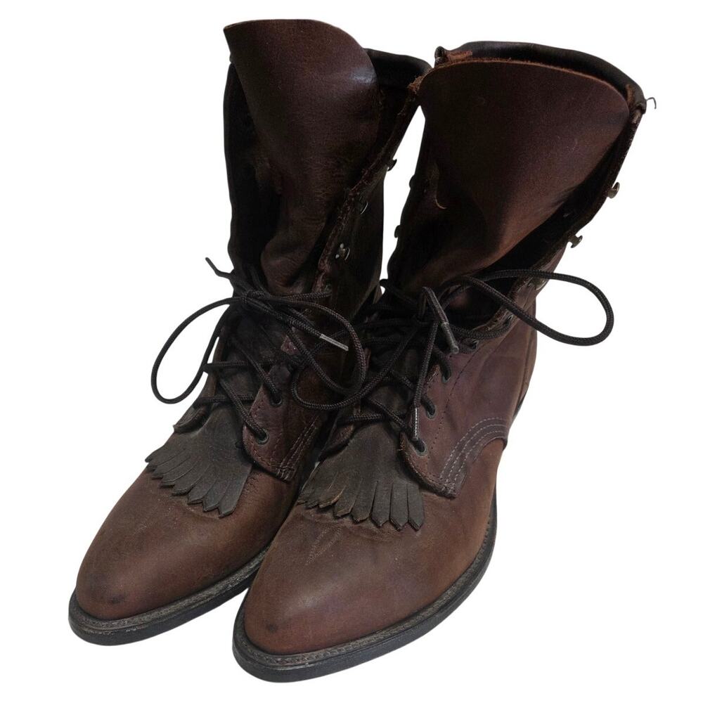 Vintage Made in USA Leather Packer Boots – Abilene – 8